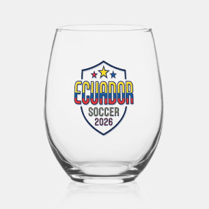 Ecuador Soccer 2026 Soccer Bold Country Typography Stemless Wine Glass