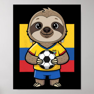 Ecuador Soccer Sloth Footll Fan Animal Ll Sport  Poster
