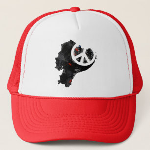 Ecuador Trendy Peace Sign with Ecuadorian map Trucker Hat