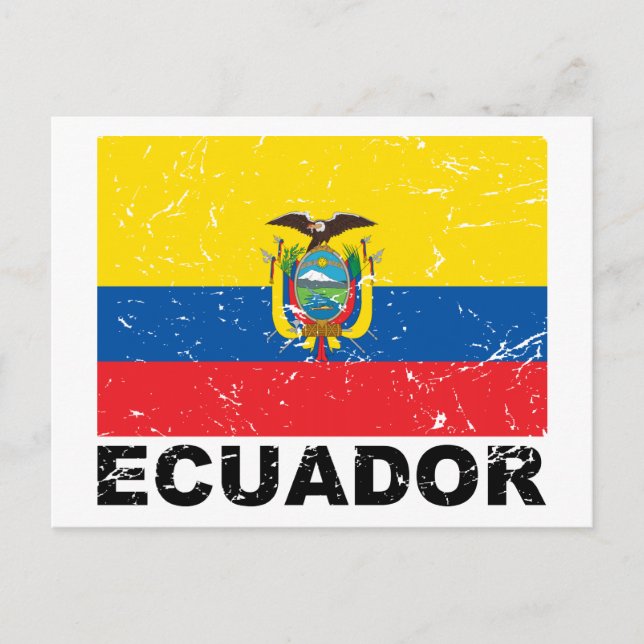 Ecuador Vintage Flag Postcard (Front)