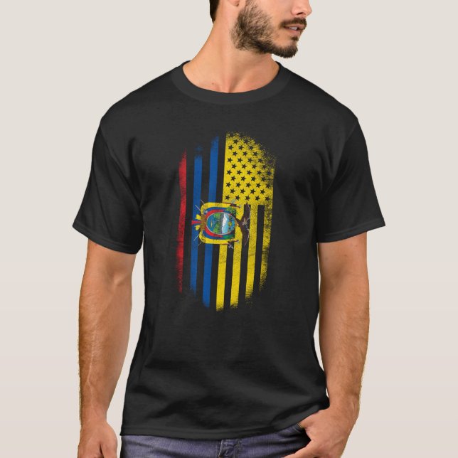 Ecuadorian American Flag   Ecuador and USA Design T-Shirt (Front)