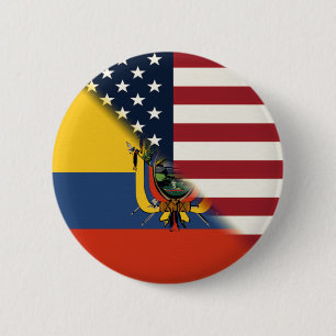 Ecuadorian American Flag Half Ecuador USA 6 Cm Round Badge