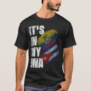 Ecuadorian And Cuban Mix DNA Flag Heritage  T-Shirt