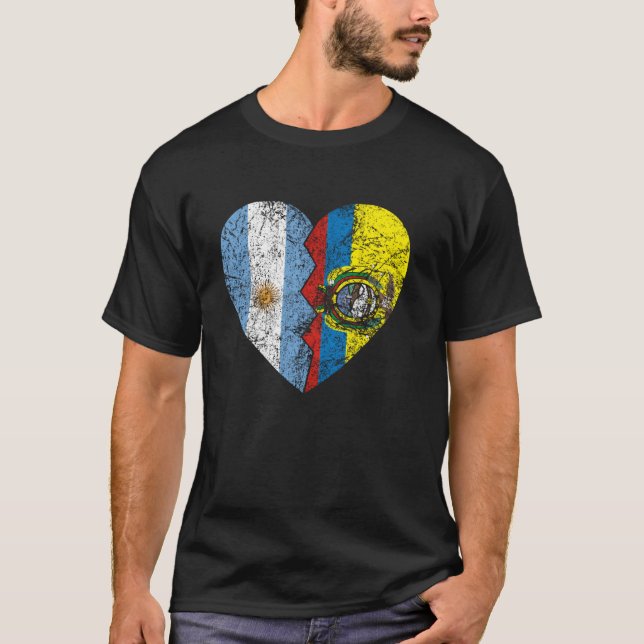 Ecuadorian Argentinian Flags Heart  Argentina Ecua T-Shirt (Front)