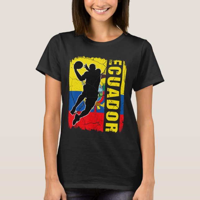 Ecuadorian Basketball Player Ecuador Flag Basketba T-Shirt (Front)