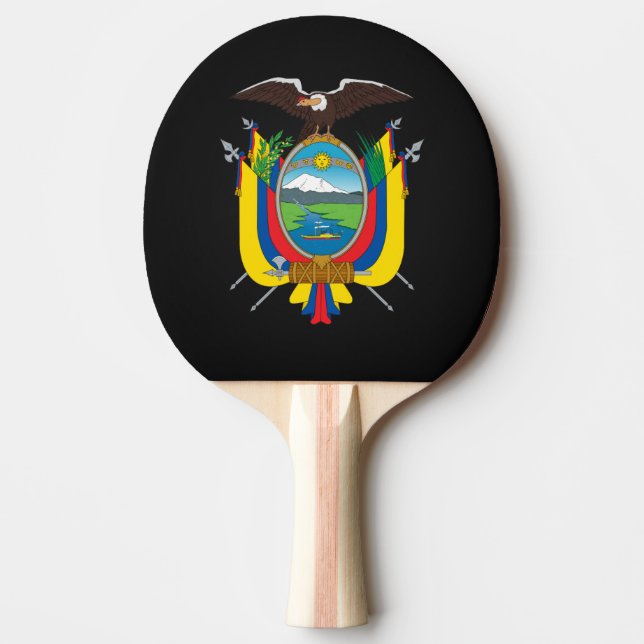 Ecuadorian coat of arms ping pong paddle (Front)