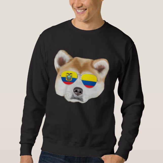 Ecuadorian Flag Akita Dog Ecuador Pocket Sweatshirt (Front)