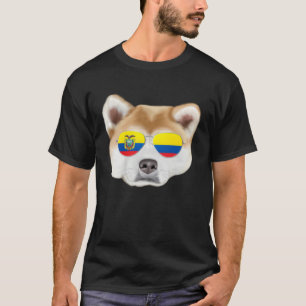Ecuadorian Flag Akita Dog Ecuador Pocket T-Shirt