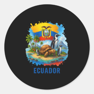 Ecuadorian Flag Ecuador Galapagos Islands Vacation Classic Round Sticker