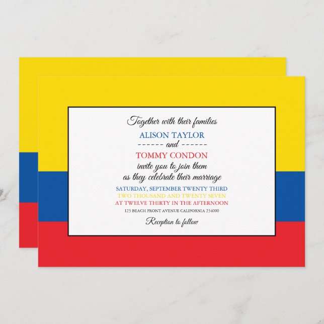 Ecuadorian Flag, Flag of Ecuador Wedding Invitation (Front/Back)