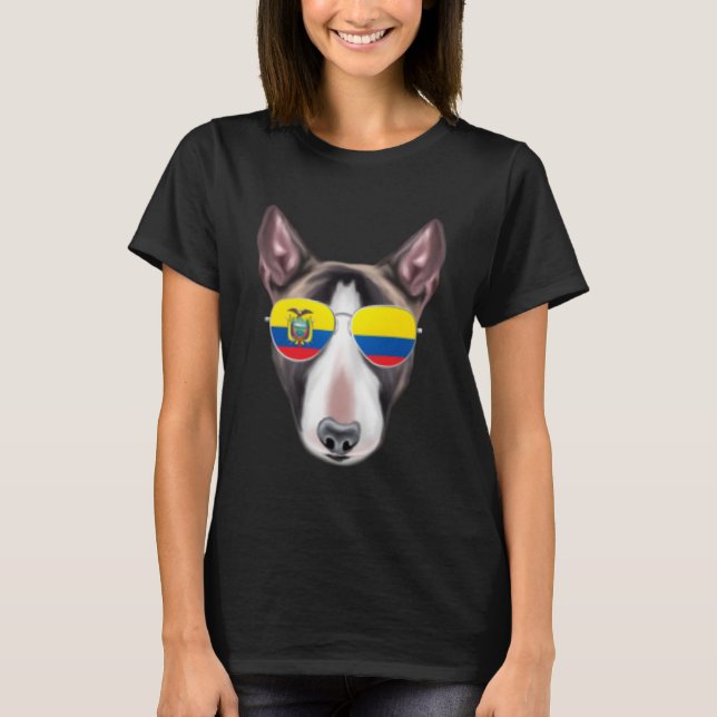 Ecuadorian Flag Miniature Bull Terrier Dog Ecuador T-Shirt (Front)