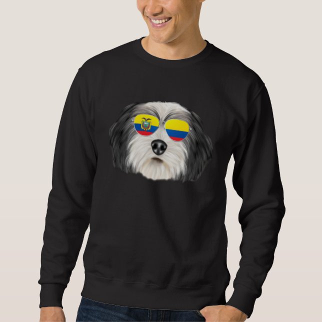 Ecuadorian Flag Polish Lowland Sheepdog Dog Ecuado Sweatshirt (Front)