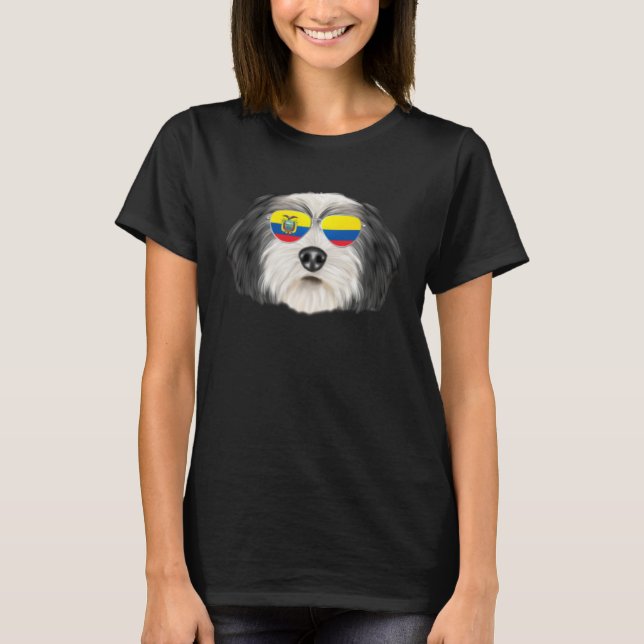 Ecuadorian Flag Polish Lowland Sheepdog Dog Ecuado T-Shirt (Front)