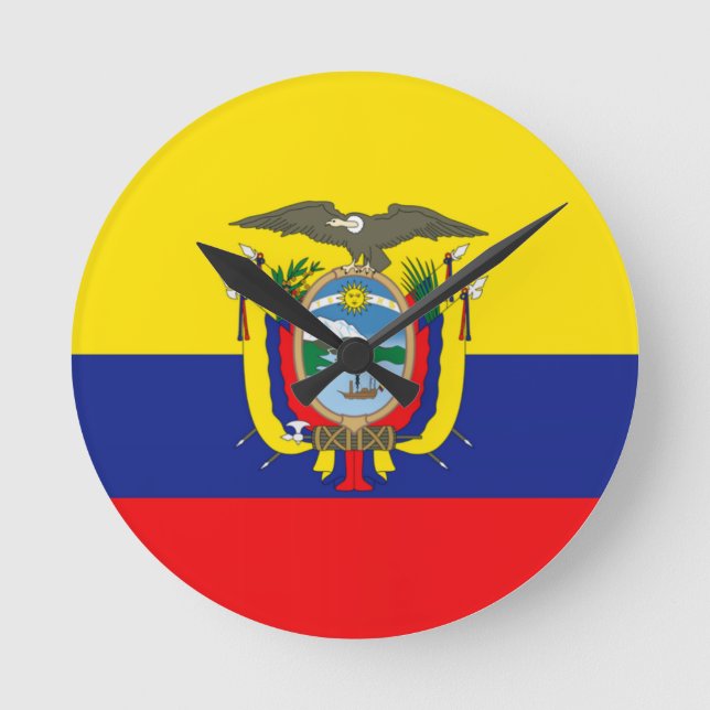 Ecuadorian Flag Round Clock (Front)
