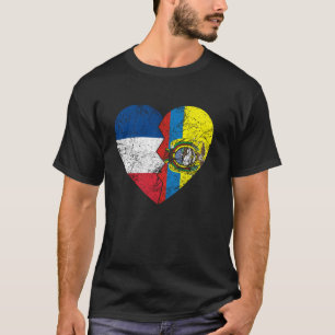 Ecuadorian French Flags Heart France Ecuador Root T-Shirt