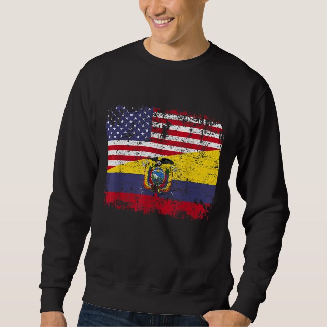 ECUADORIAN ROOTS Half American Flag USA ECUADOR FL Sweatshirt (Front)
