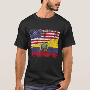 ECUADORIAN ROOTS Half American Flag USA ECUADOR FL T-Shirt
