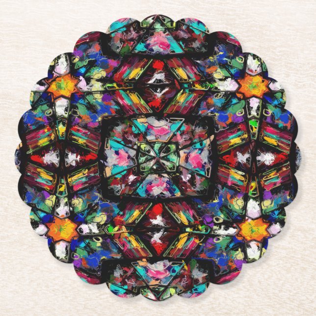 Ecuadorian Stained Glass Paper Coaster (Front)