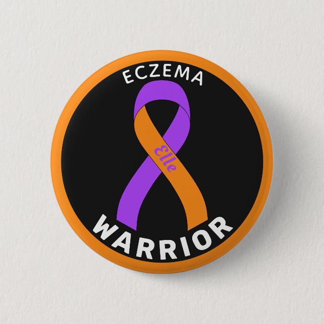 Eczema Warrior Ribbon Black Button (Front)