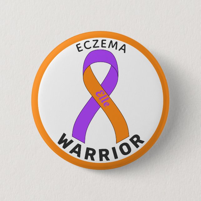 Eczema Warrior Ribbon White Button (Front)