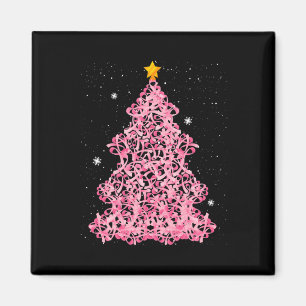 Ed4d Pink Ribbon Christmas Tree Merry Xmas Breast Magnet