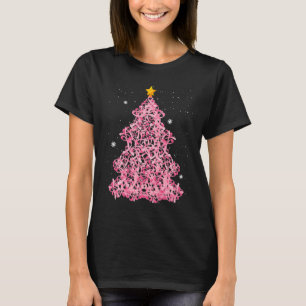 Ed4d Pink Ribbon Christmas Tree Merry Xmas Breast T-Shirt