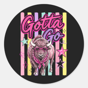 ed Cute Animal Rodeo Gotta Go Buffalo Cowgirl Classic Round Sticker