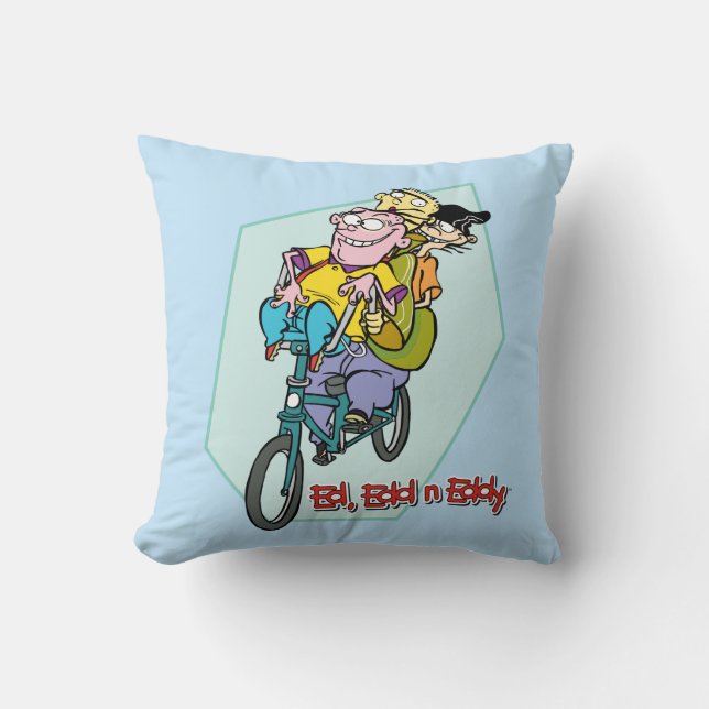 Ed, Edd, n Eddy on a Bike Cushion (Front)