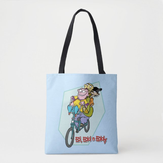Ed, Edd, n Eddy on a Bike Tote Bag (Front)
