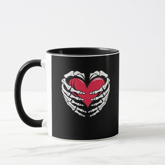 Ed Heart In Skeletal Hands Classic Mug (Left)