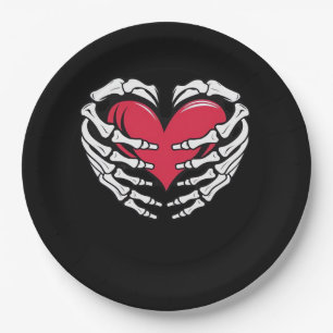Ed Heart In Skeletal Hands Classic Paper Plate