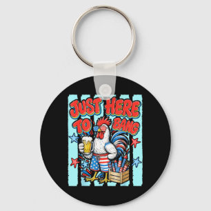 Ed Here To Bang Aamerican Flag Chicken 4th Of July Key Ring