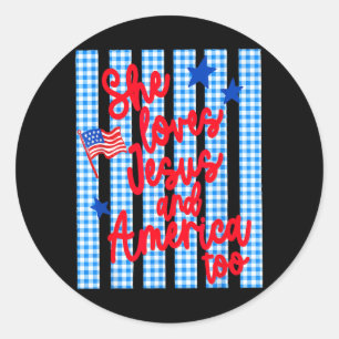 Ed Loves Jesus And Aamerica Too Christian 4th July Classic Round Sticker