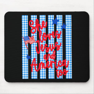 Ed Loves Jesus And Aamerica Too Christian 4th July Mouse Pad