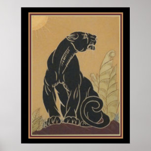 Ed Rudy Art Deco Black Panther Print 16 x 20