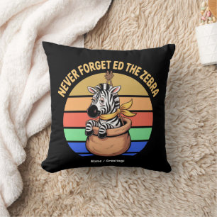 Ed The Zebra Captured Retro Stripes Funny Design Cushion
