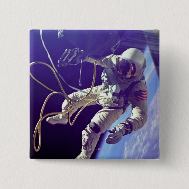 Ed White First American Spacewalker Photograph 15 Cm Square Badge (Front)
