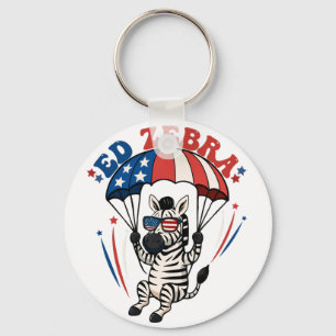Ed Zebra Happy 4th Of July Patriotic American Flag Key Ring