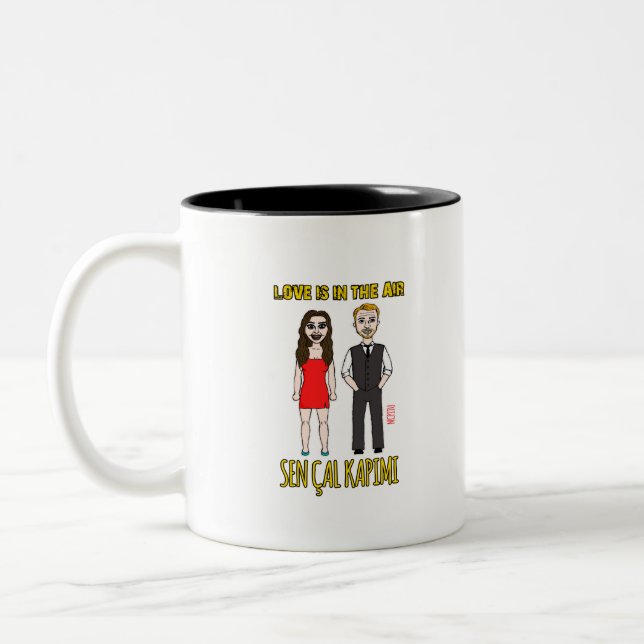 Eda y Serkan love is in the air Two-Tone Coffee Mug (Left)