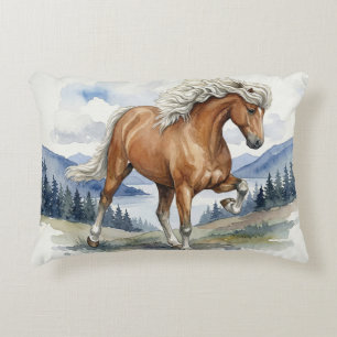 Edda Silver bay Icelandic Horse in the Mountains Decorative Cushion