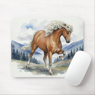 Edda Silver bay Icelandic Horse in the Mountains Mouse Pad