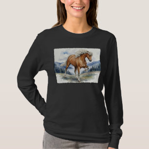 Edda Silver bay Icelandic Horse in the Mountains T-Shirt