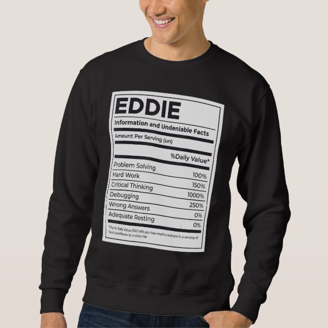 Eddie Nutrition Information  Problem Solving Hard  Sweatshirt (Front)