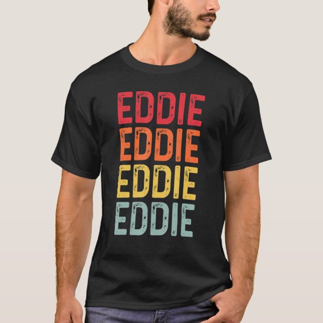Eddie  Surname  Retro Vintage 80s Birthday Reunion T-Shirt (Front)