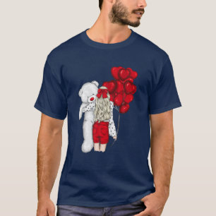 EDDY BEAR I LOVE YOU Hugs Hearts Balloons Tee