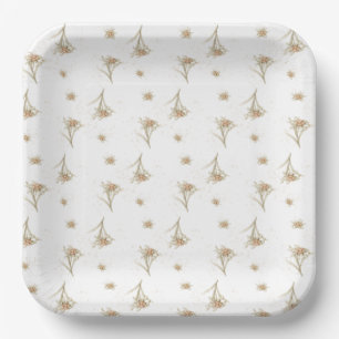 Edelweiss Alpine Flower Paper Plate