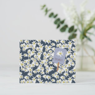 Edelweiss Alpine Wildflower Hand-Illustrated Boho Thank You Card