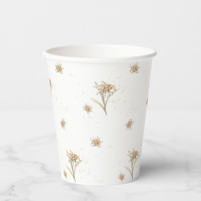 Edelweiss Alpine Wildflower Paper Cups (Front)
