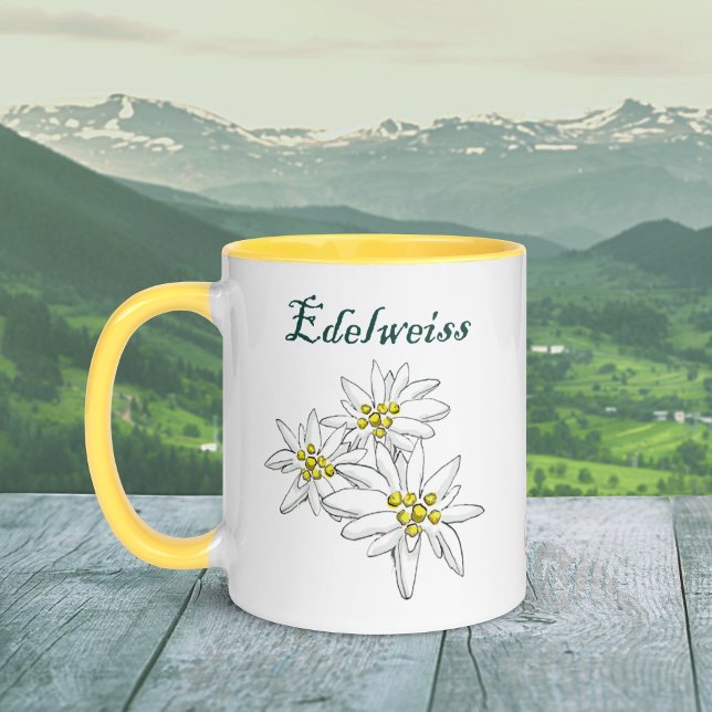 Edelweiss Alpine Wildflower Yellow Hand-Drawn Mug (Creator Uploaded)