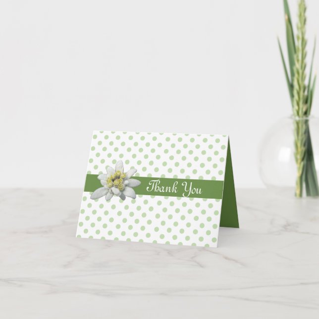 Edelweiss and Polka Dots Wedding Thank You (Front)